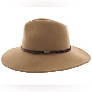 Barbour Camel Hat with Chocolate Braided Trim